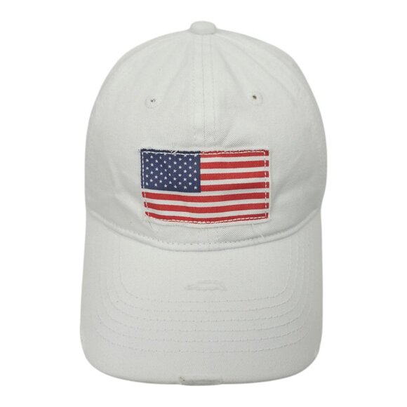 USA Flag Patch Distressed Tuck Strap Adjustable Cap Trucker Baseball Hat Icing - Picture 1 of 13